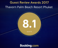 Award Guest Review Awards Thavorn Palm Beach Resort Phuket Booking.com 2017